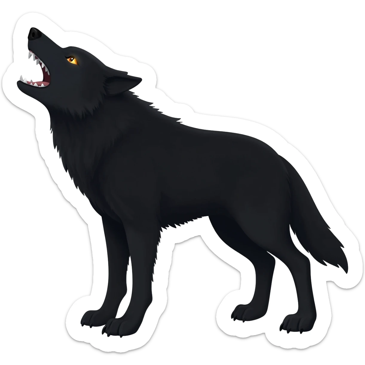 black wolf howling sticker