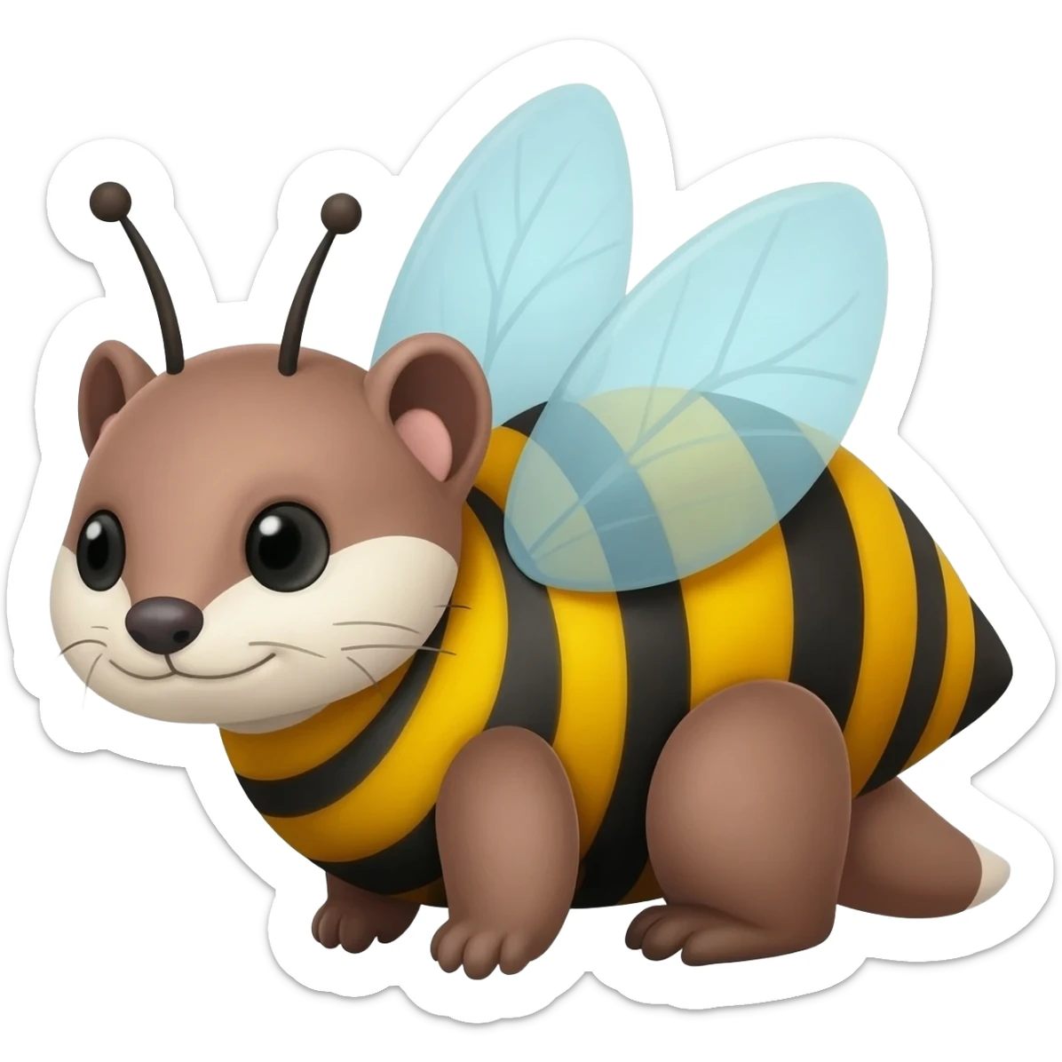 Weasel disguised as a bee sticker