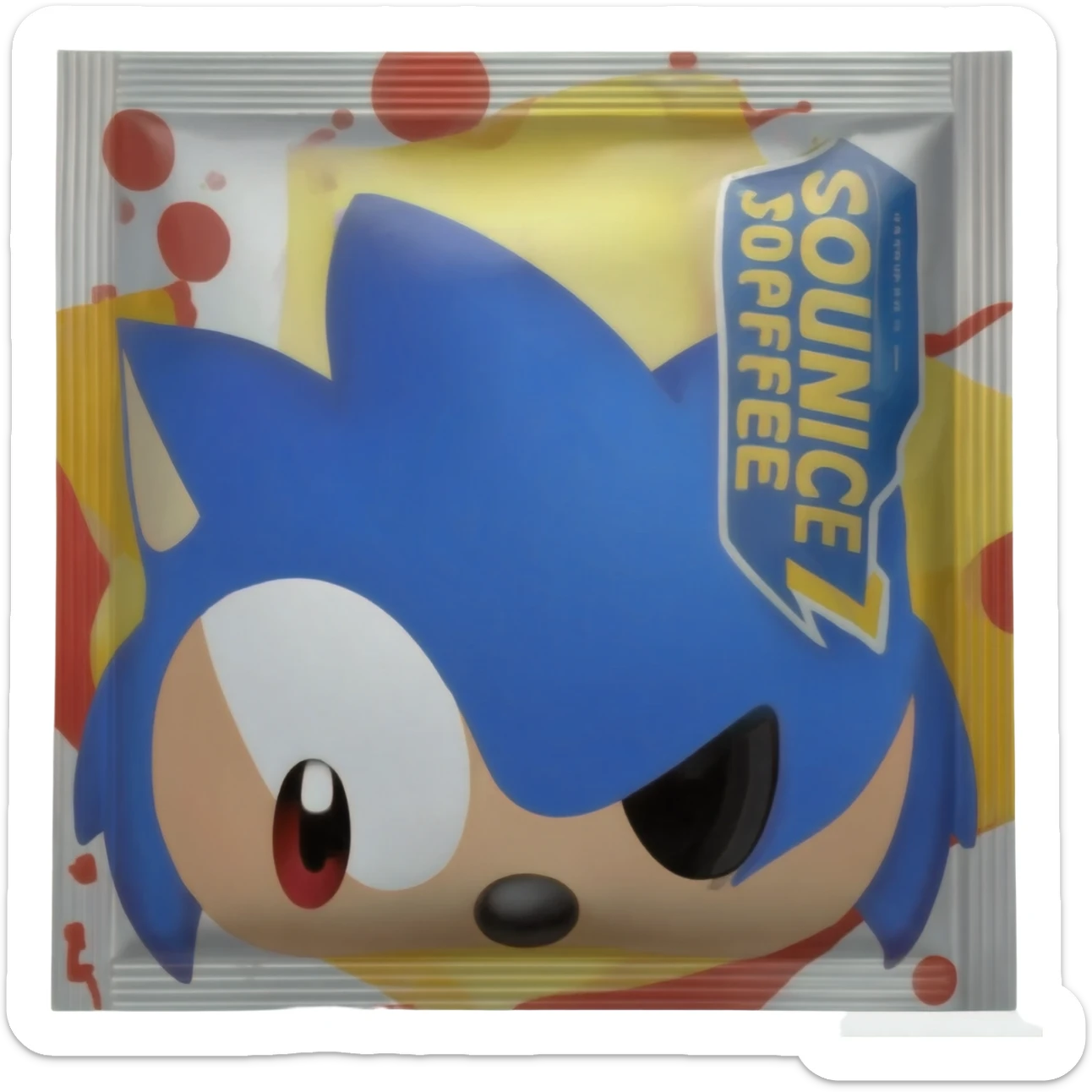 Sonic X's coffee packet sticker