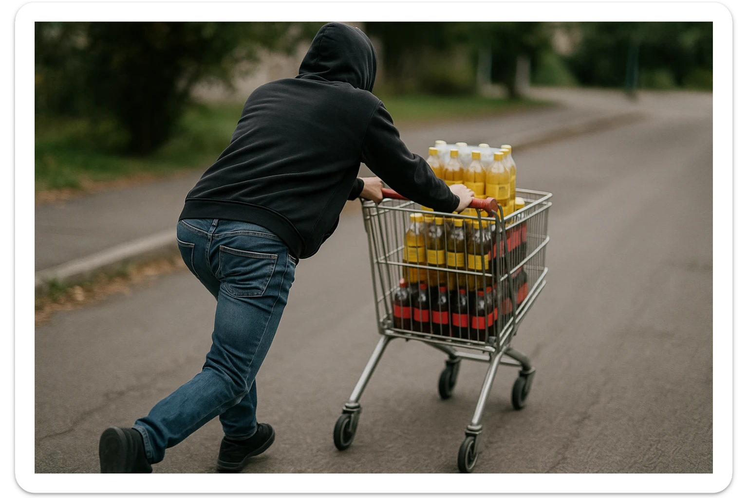 aka-uka ichimlik ortilgan aravani olib qochishyapti orqa tarafdan rakurs yuzi ko'rinmasin sticker