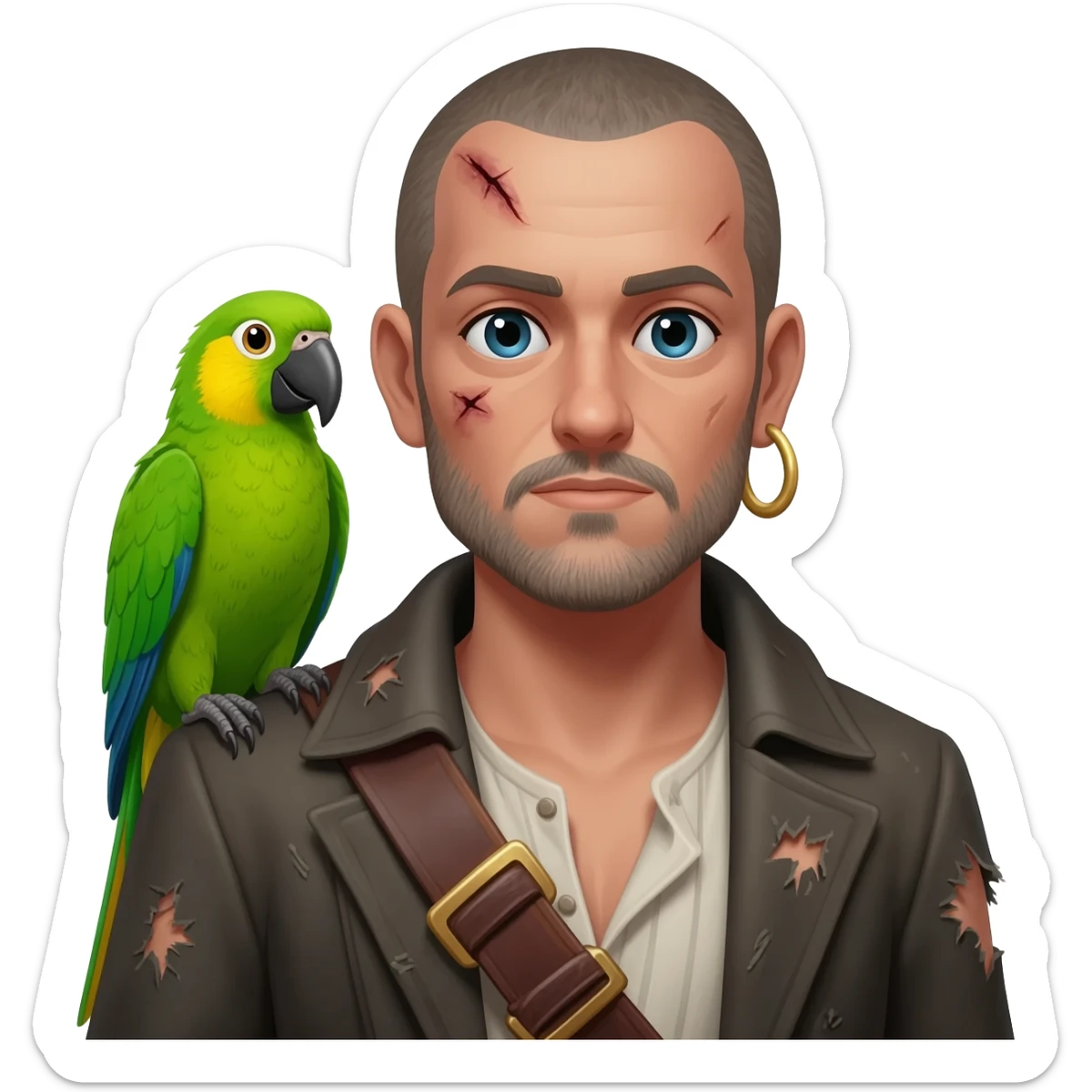 pirate and parrot sticker