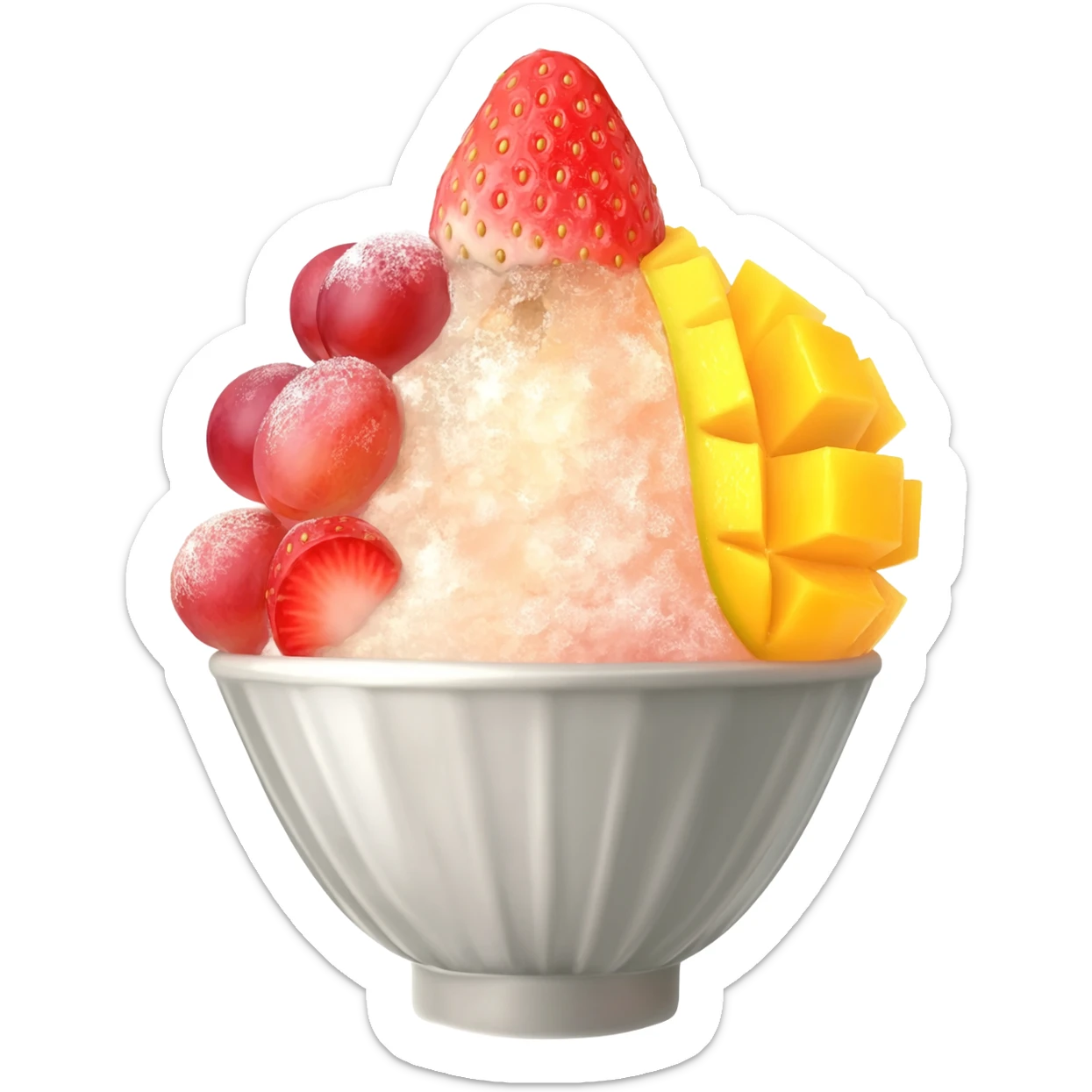 bingsu with strawberries, grapes and mango sticker