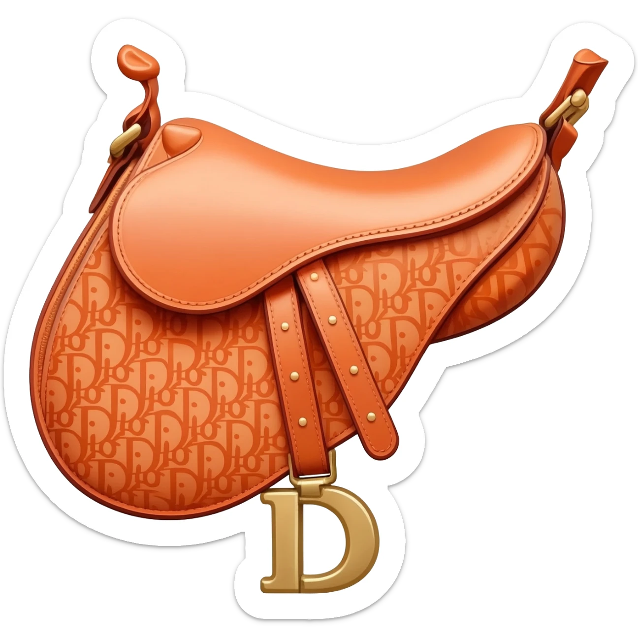 orange dior printed saddle bag sticker