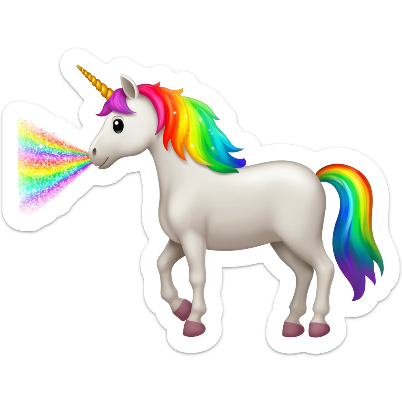 Rainbow shitting unicorn sticker