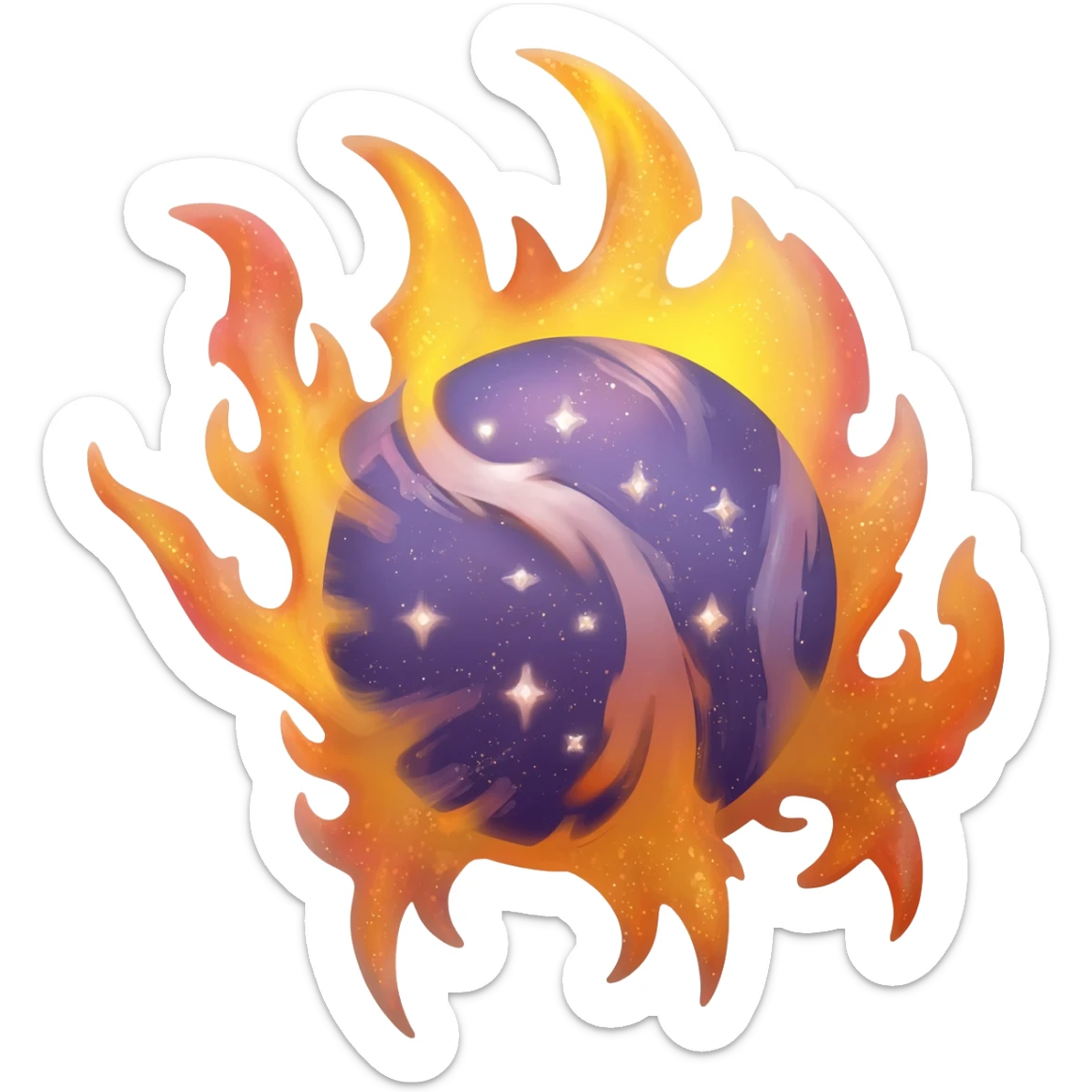 Elemental Forty Fiery Sparky Fierce Colorful Gradient Sparkly Nebular Starry Flaming Viney Vinal Dusky Aurorus-Amaura-Auroras-Pokémon-Fakémon-creature sticker