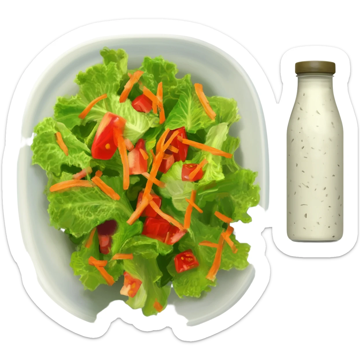 Dunner salad with ranch dressing in a bottle on the side sticker