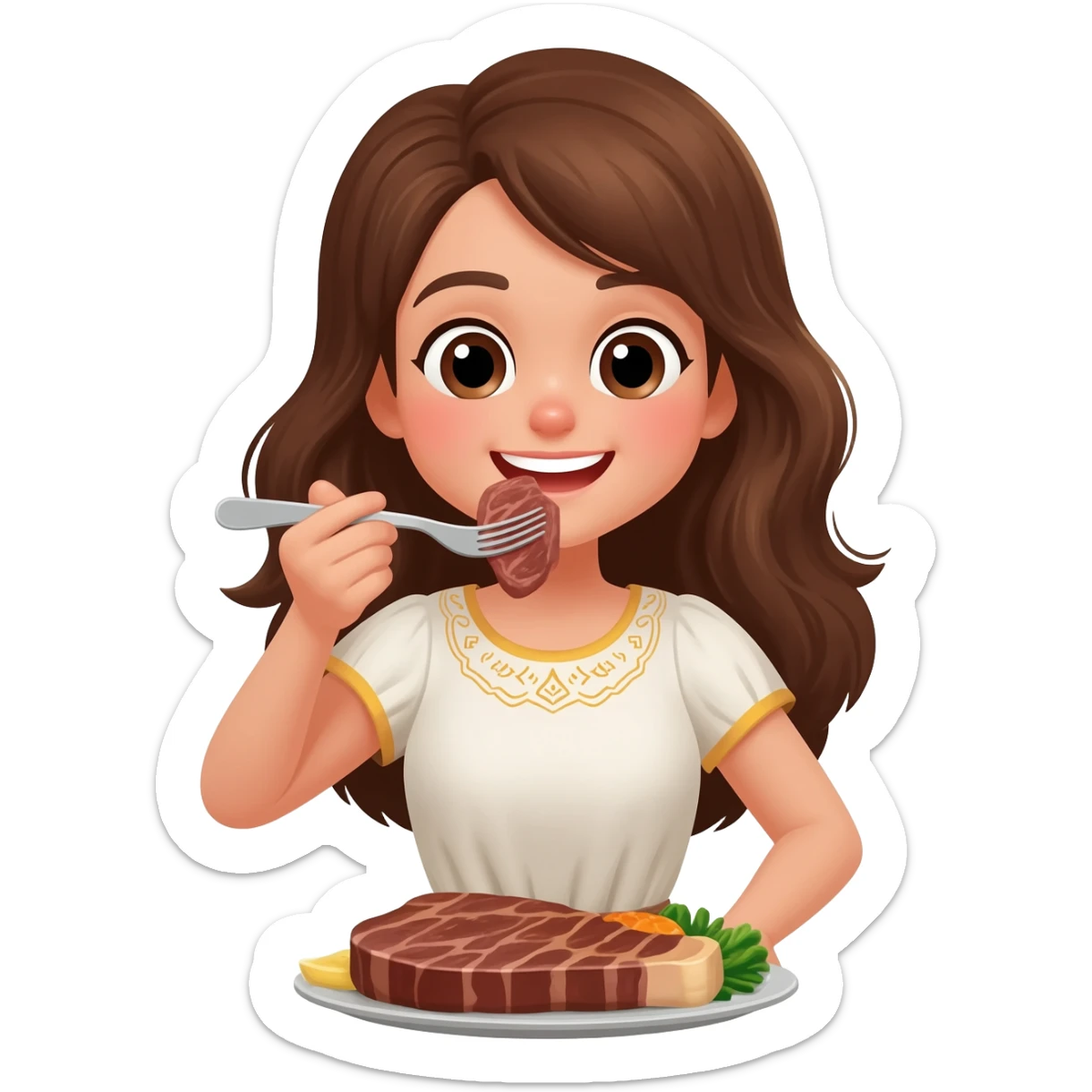 girl, iftar, eat steak sticker