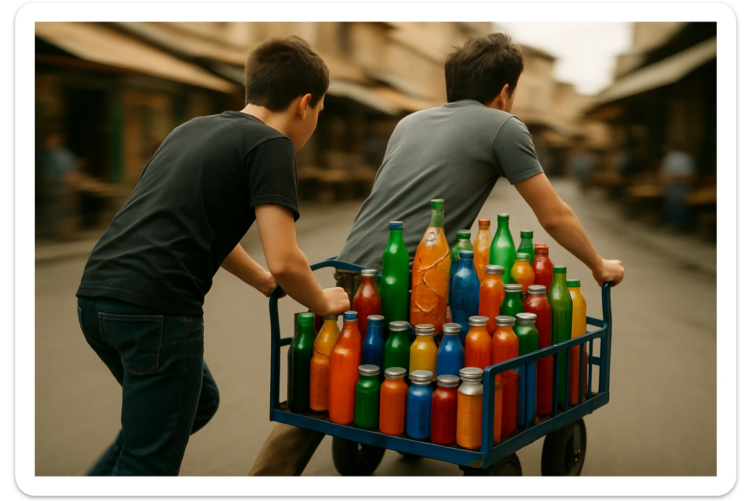 endi shu aravani bir balonchasi singan aka uka esa u ni yonida turganini yuzini ko'rsatmasdan tasvirla sticker