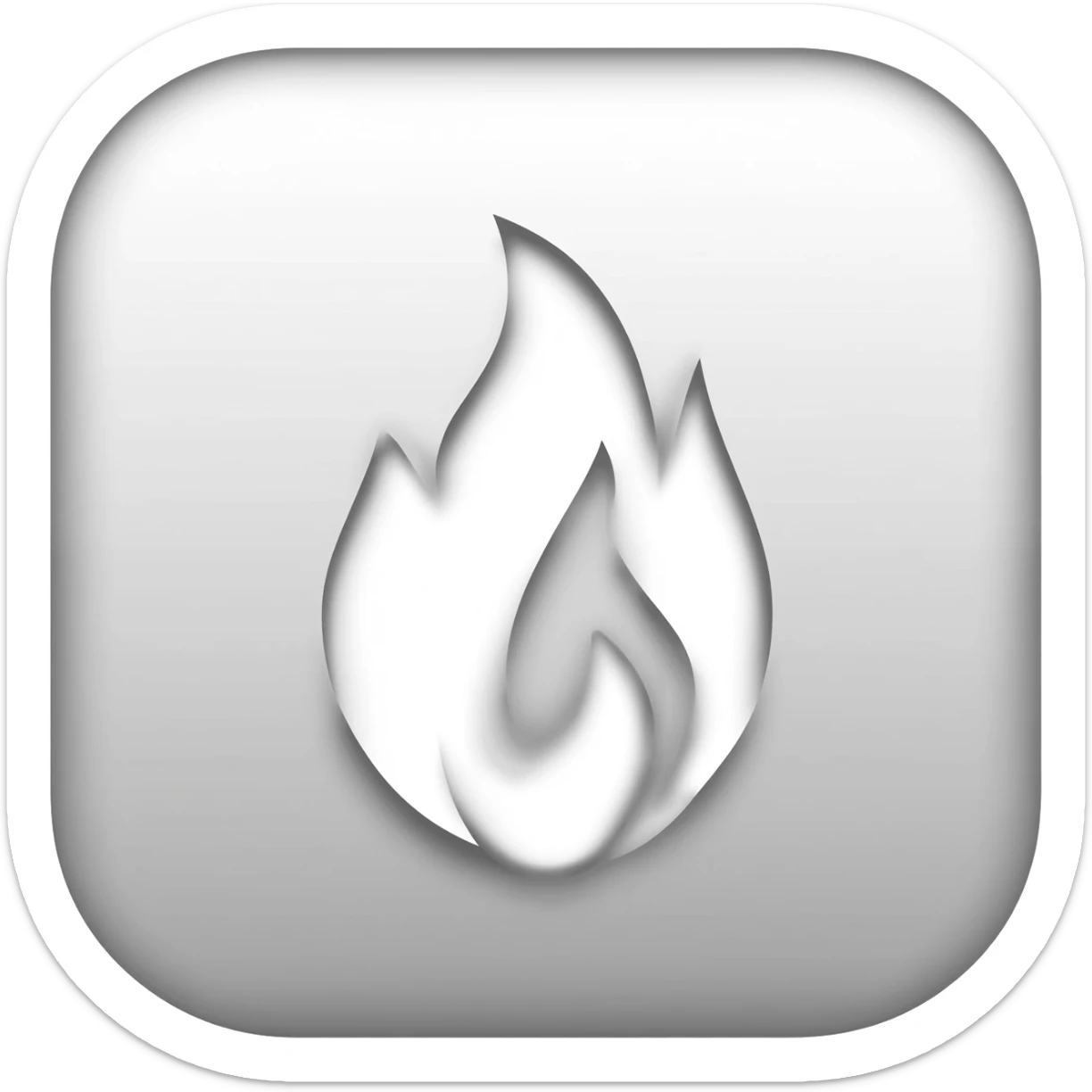 Icono de freidora y llama estilizada debajo, que sea icono en blanco, estilo outline, sticker