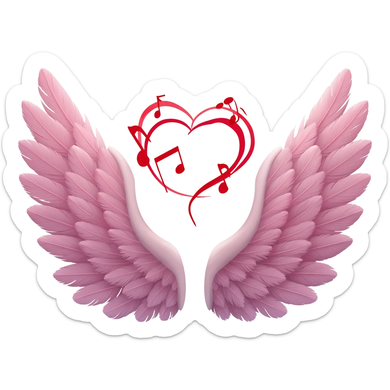 Deux ailes avec un cœur et des notes de musique sticker