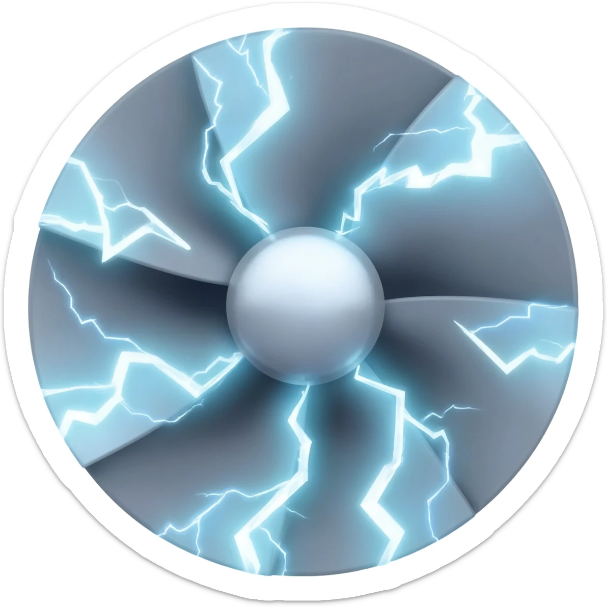 giant radiant energy turbine spinning with lightning arcs sticker