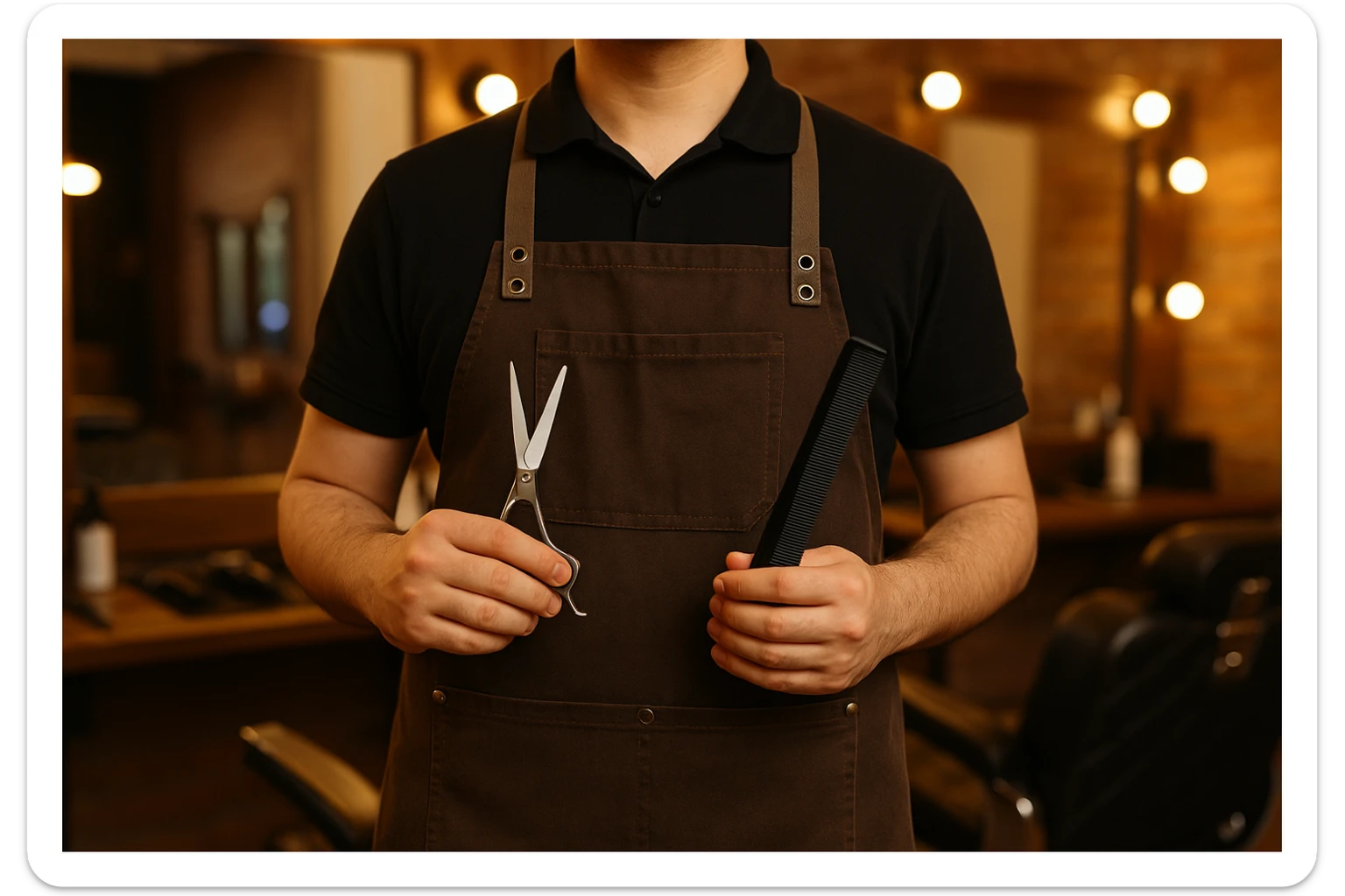 yuzi ko'rinmasin sartaroshxonada ishlayotganini tasvirlab ber sticker