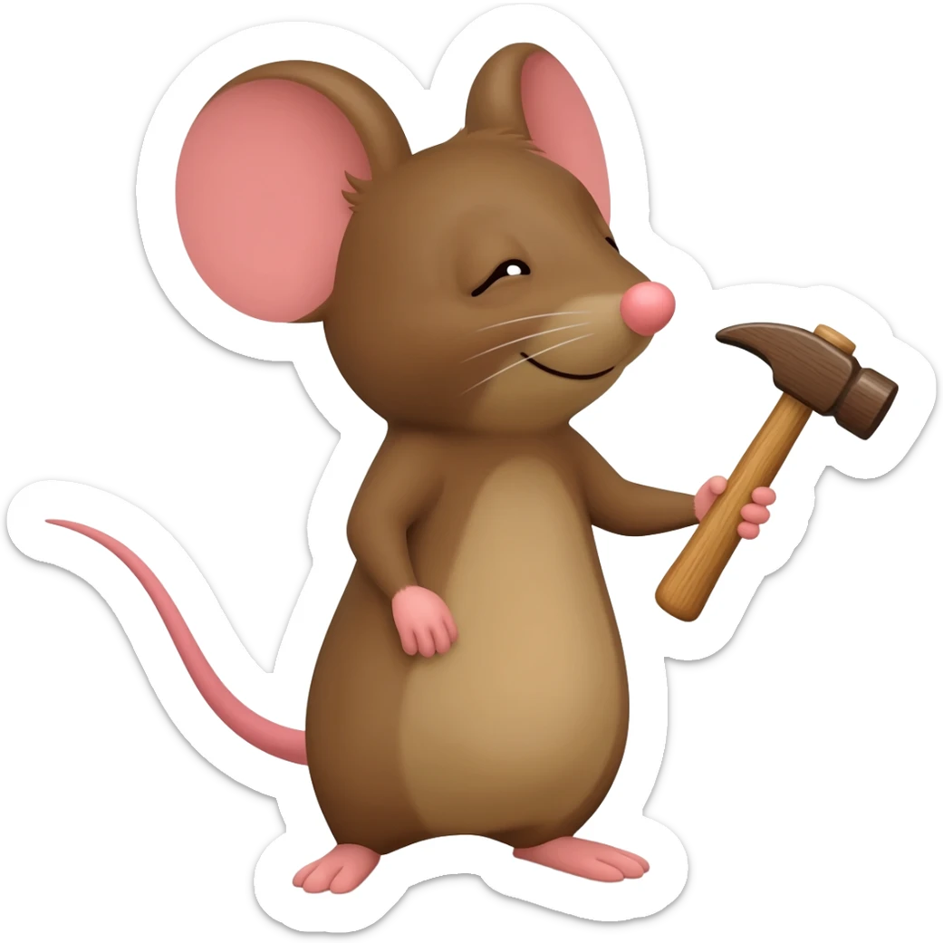 mouse with a hammer sticker