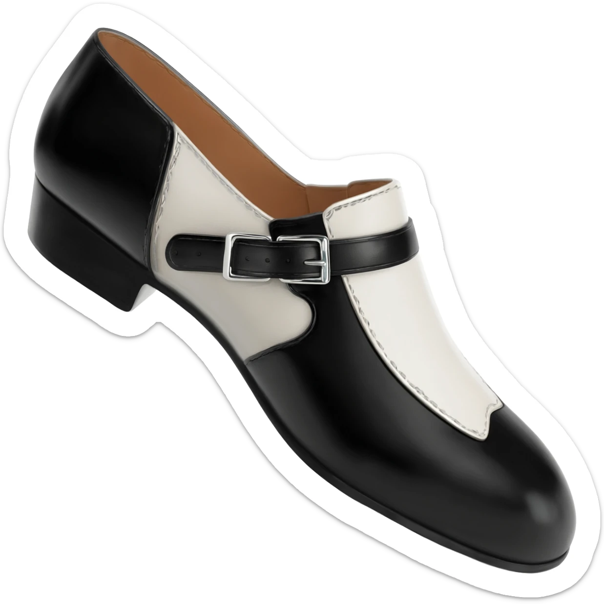 1950s sideways black and white saddle shoe sticker