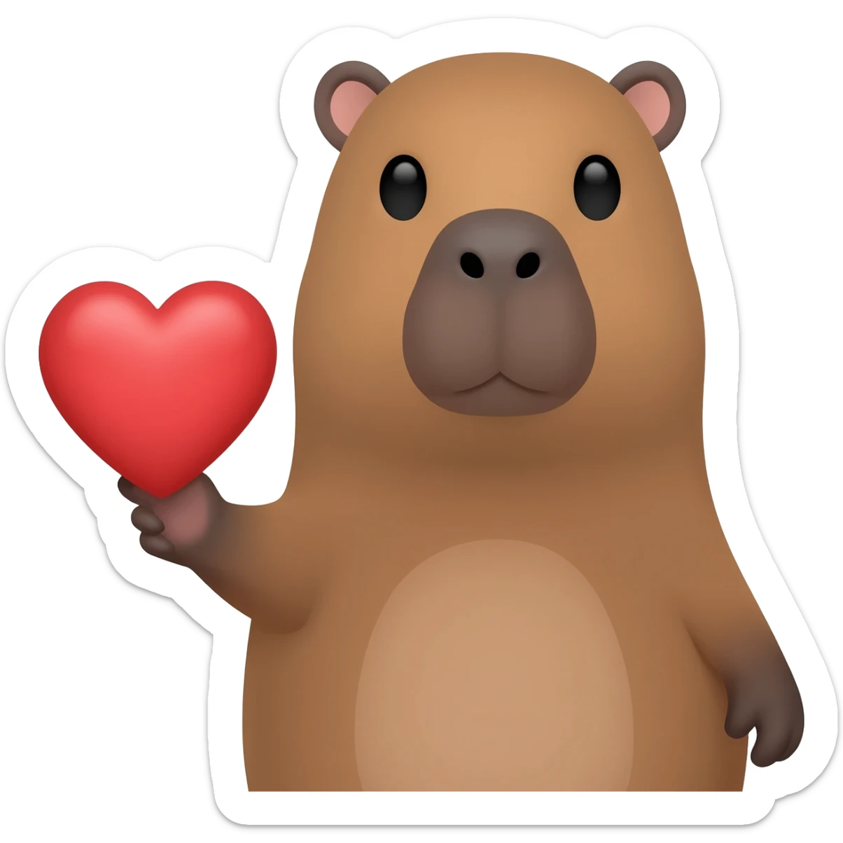 Small capybara with heart in his hand sticker