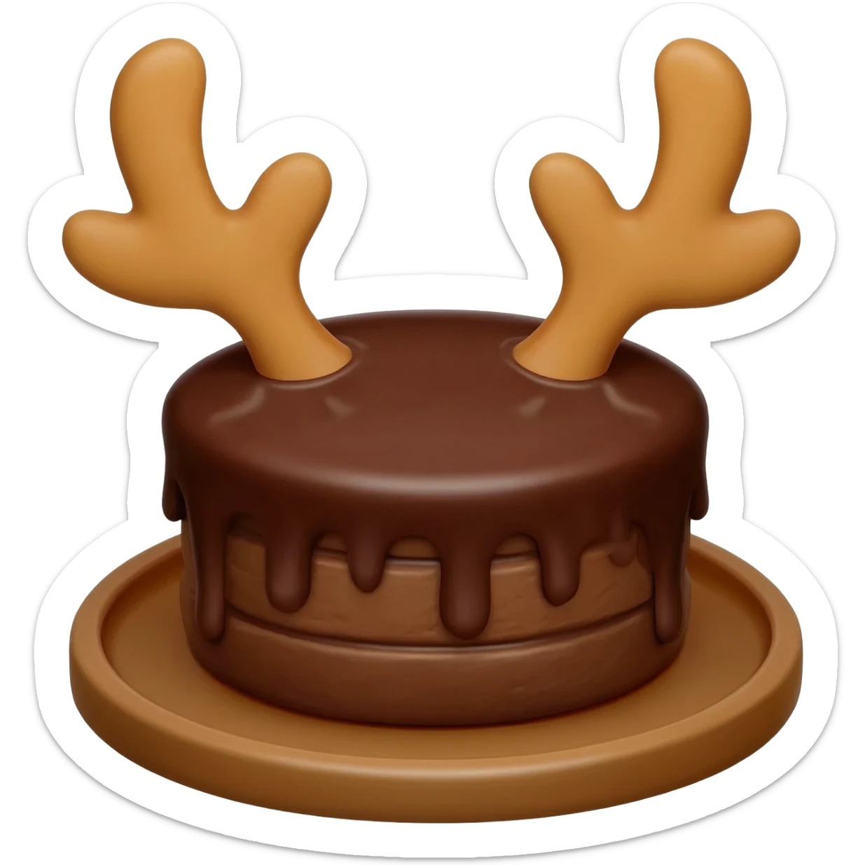 Chocolate cake with reindeer ears sticker