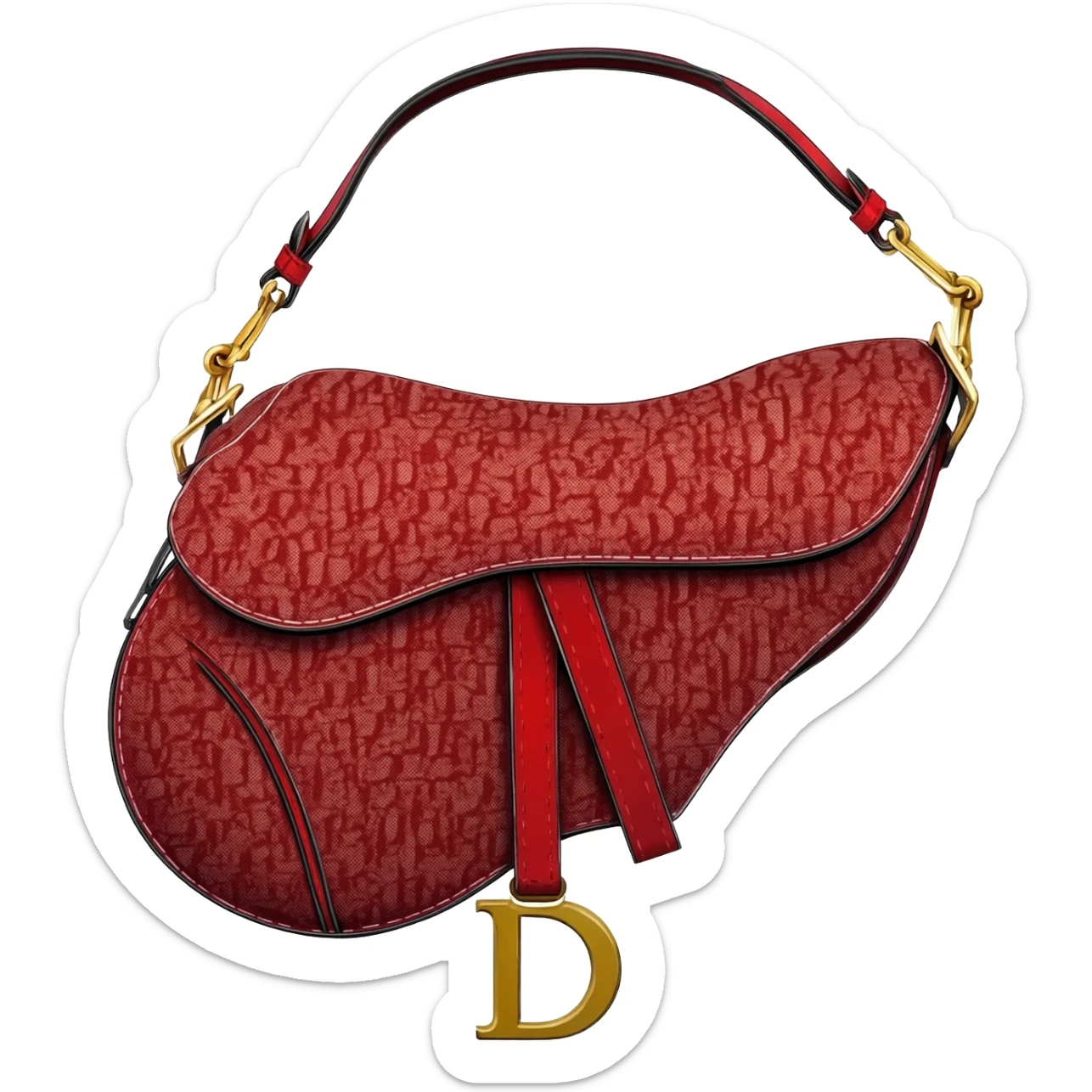 red dior printed saddle bag sticker