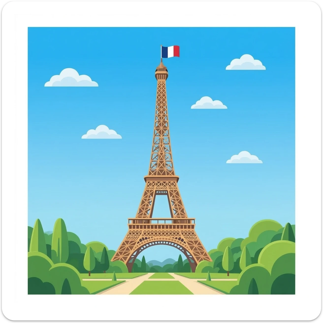Eiffel Tower with France flag on top no background sticker