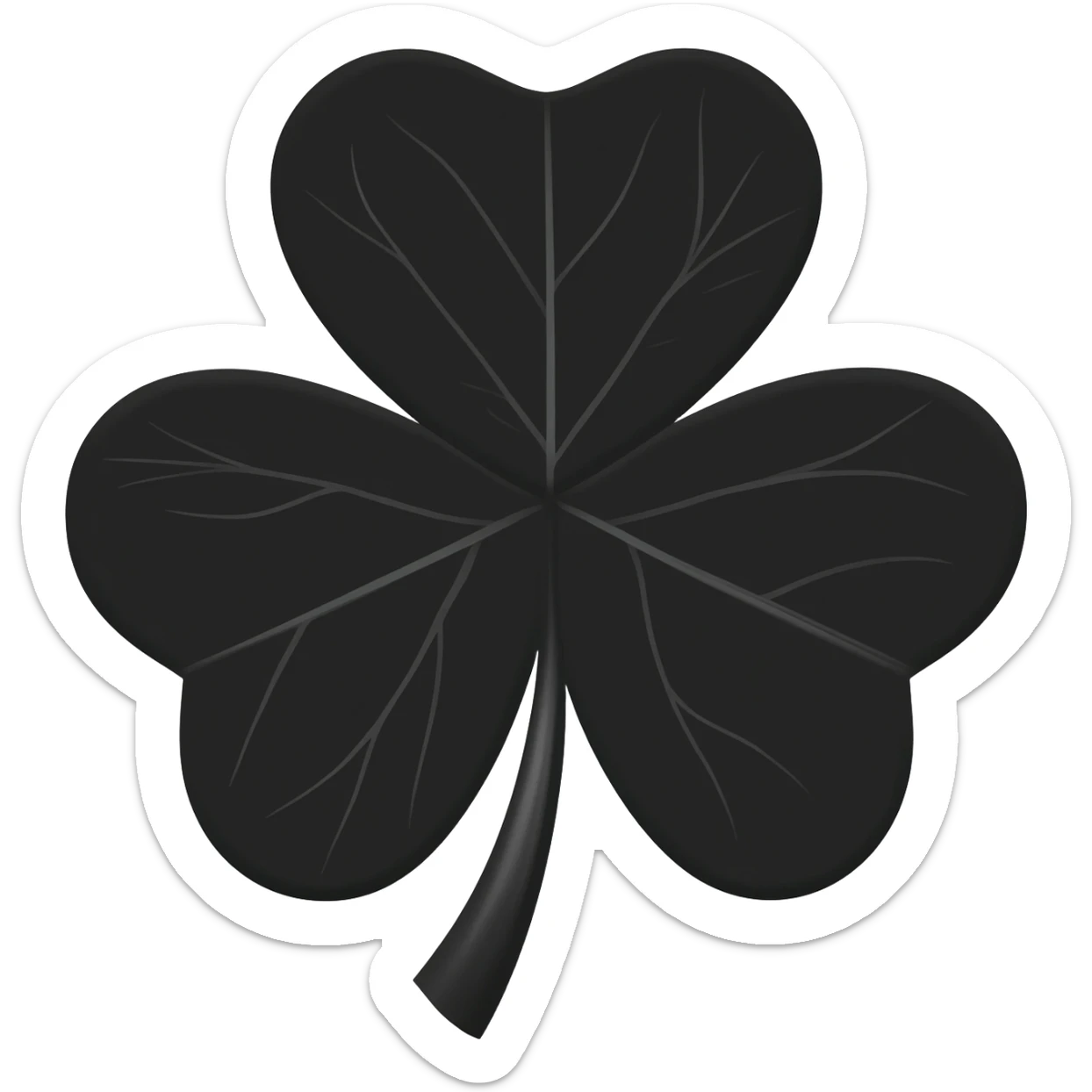 Full black colour  5 leaf clover with veins little visible sticker