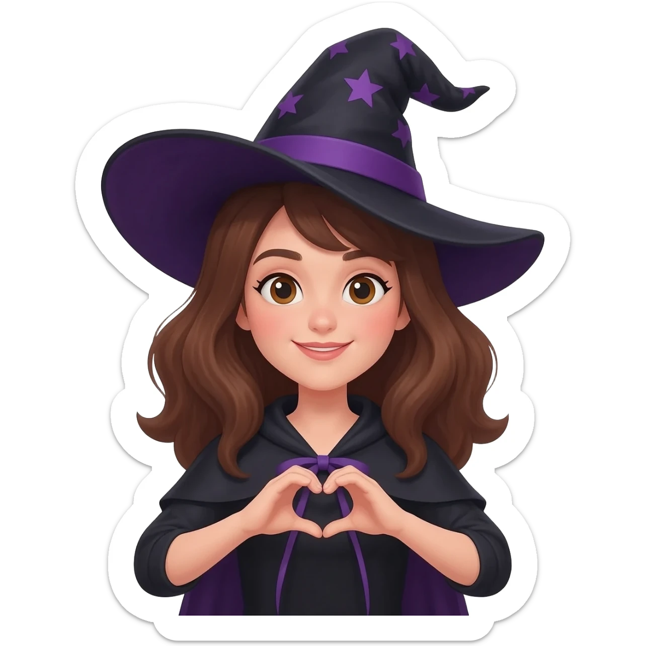 Bruja morena haciendo un corazon sticker