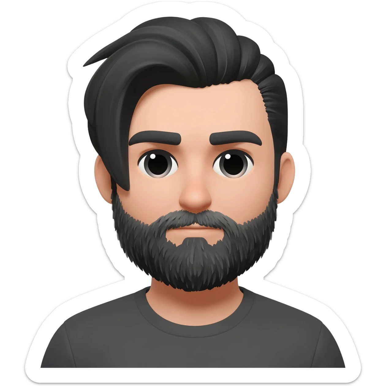 man with black and grey beard and pony tail sticker