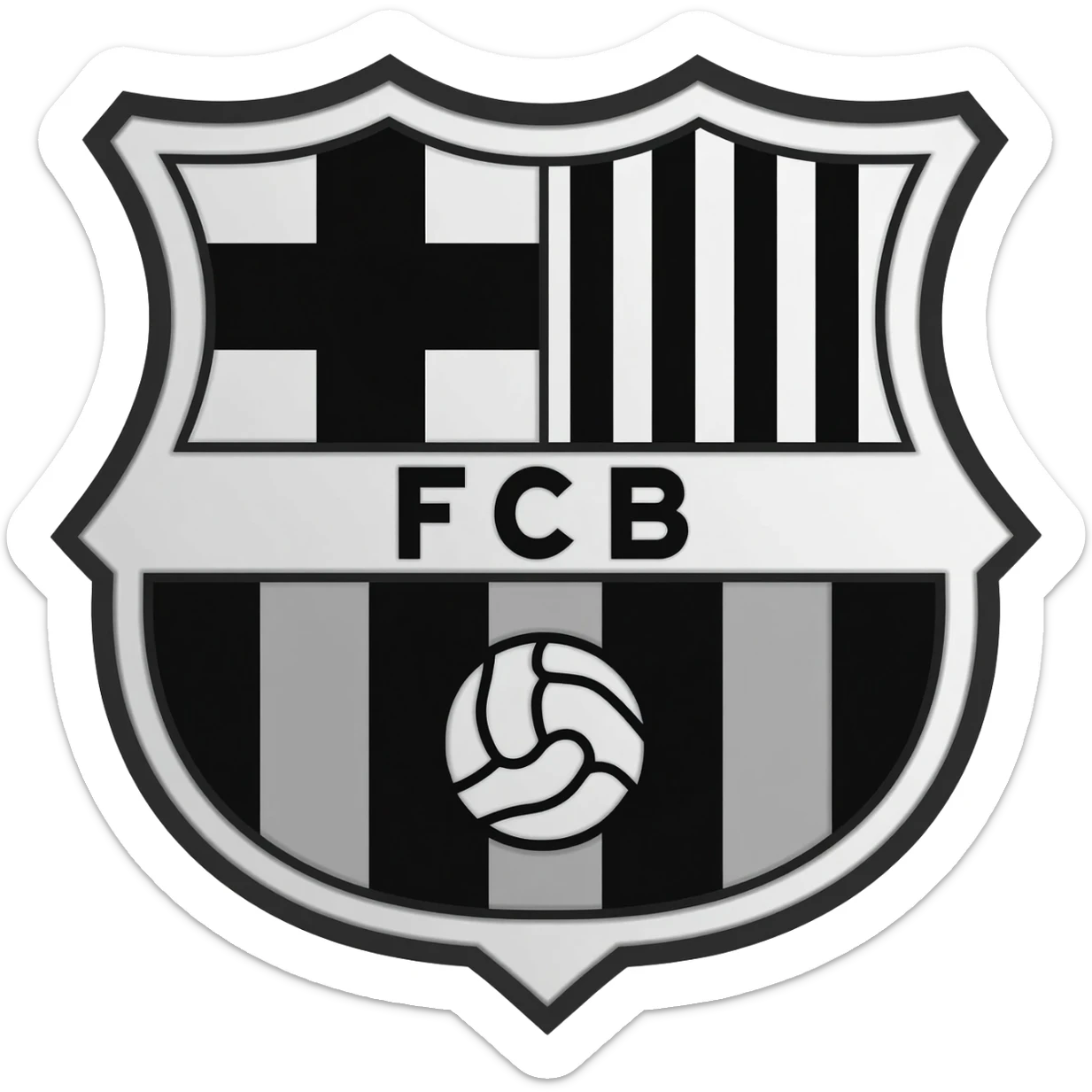 barcelona black and white logo with messi in background sticker