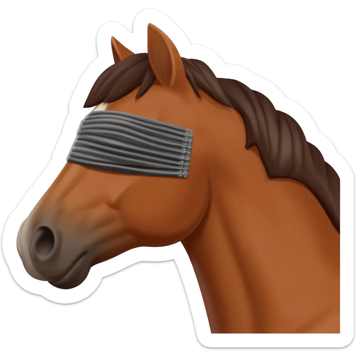 Keep this image.  Focus on the head only to capture just the horses head with the blinds. sticker