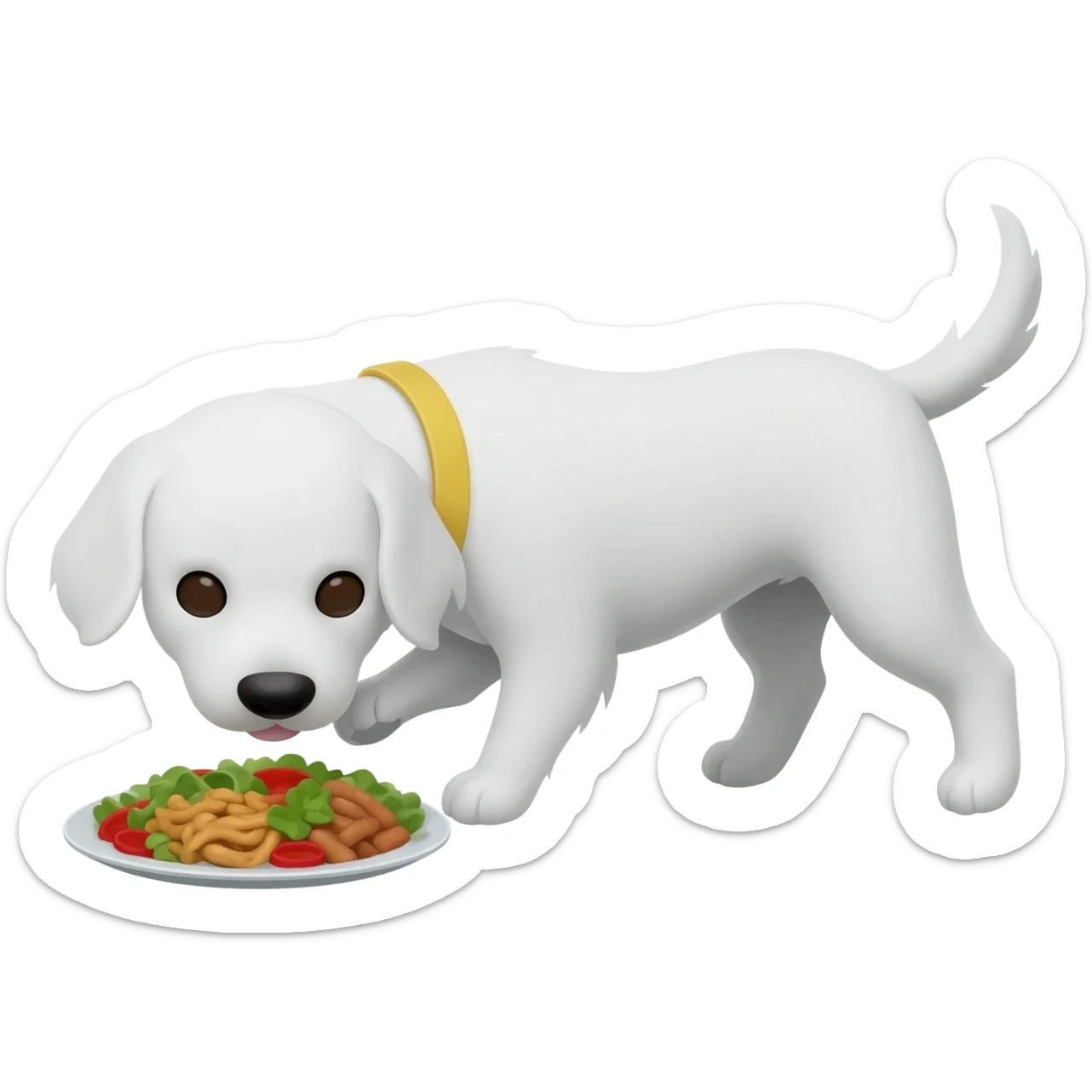 the white dog doesn't want to eat its food sticker