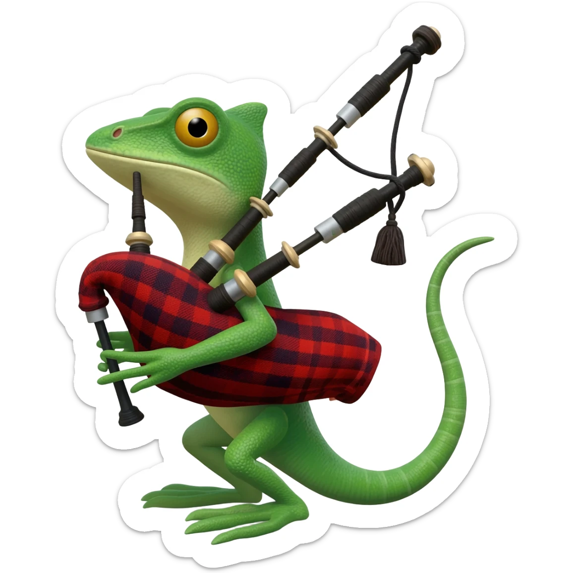 i tom the lizard playing bagpipes sticker