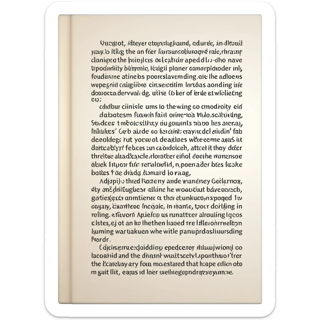 a single page of a book with writhing sticker