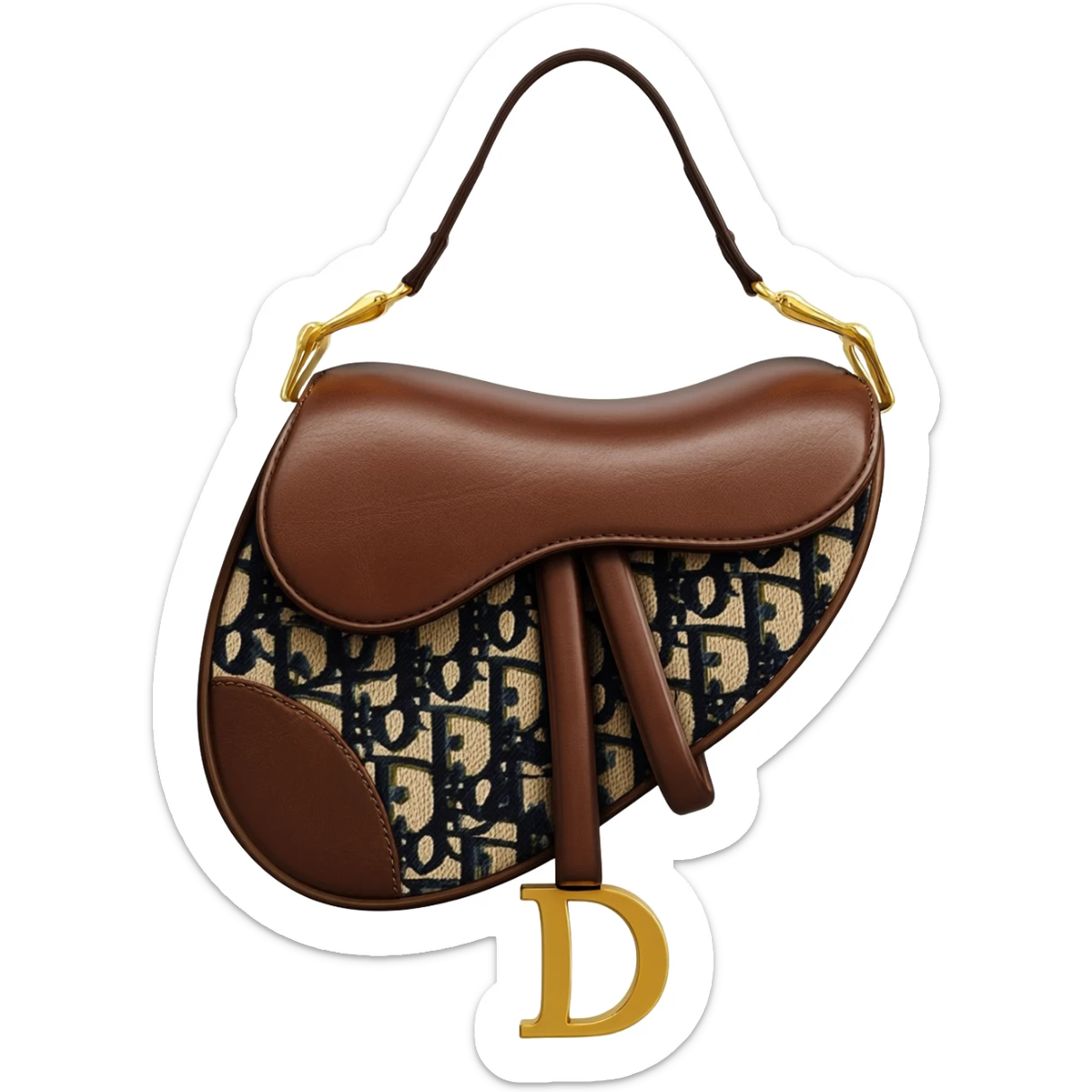 brown dior print saddle bag sticker