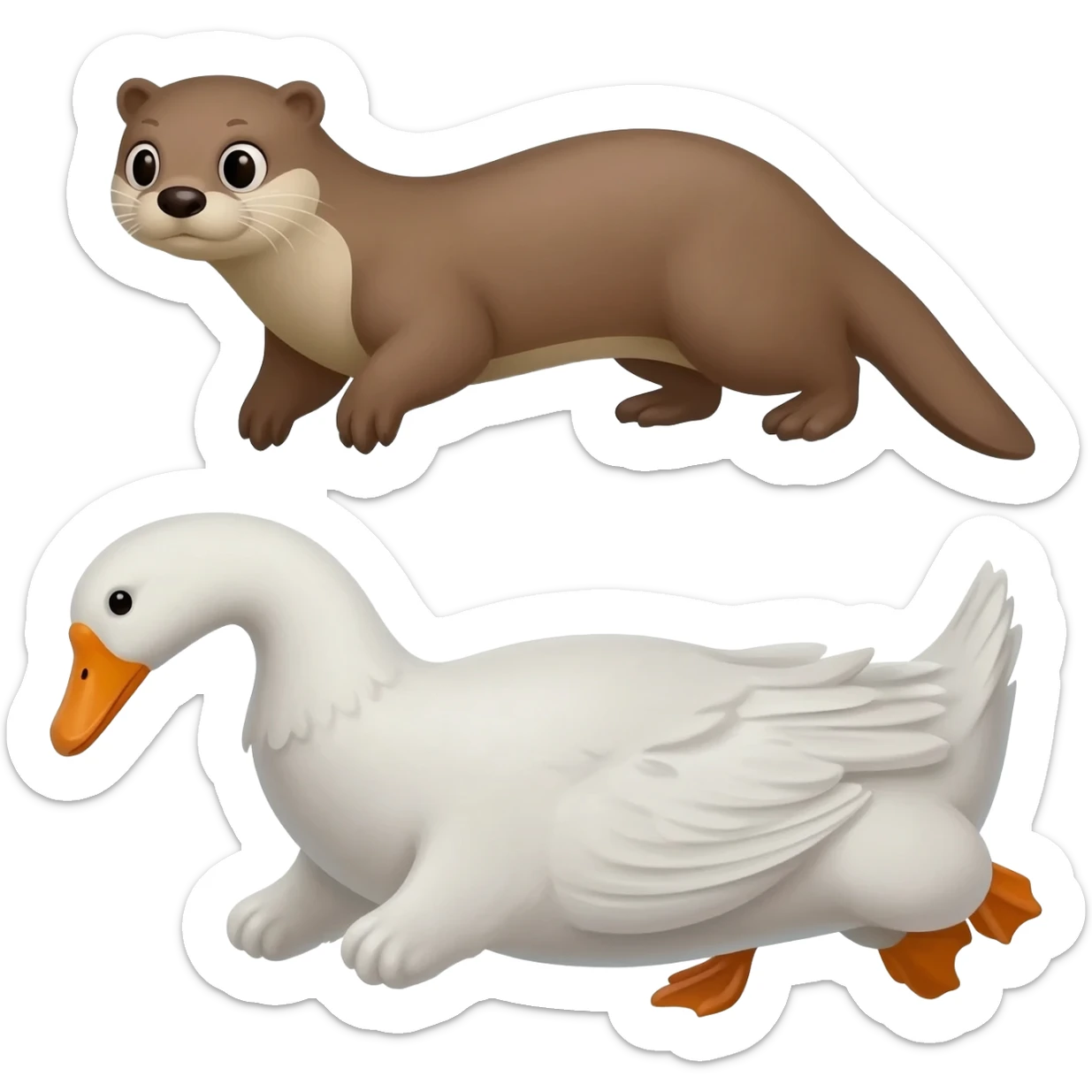 otter, knife and goose sticker