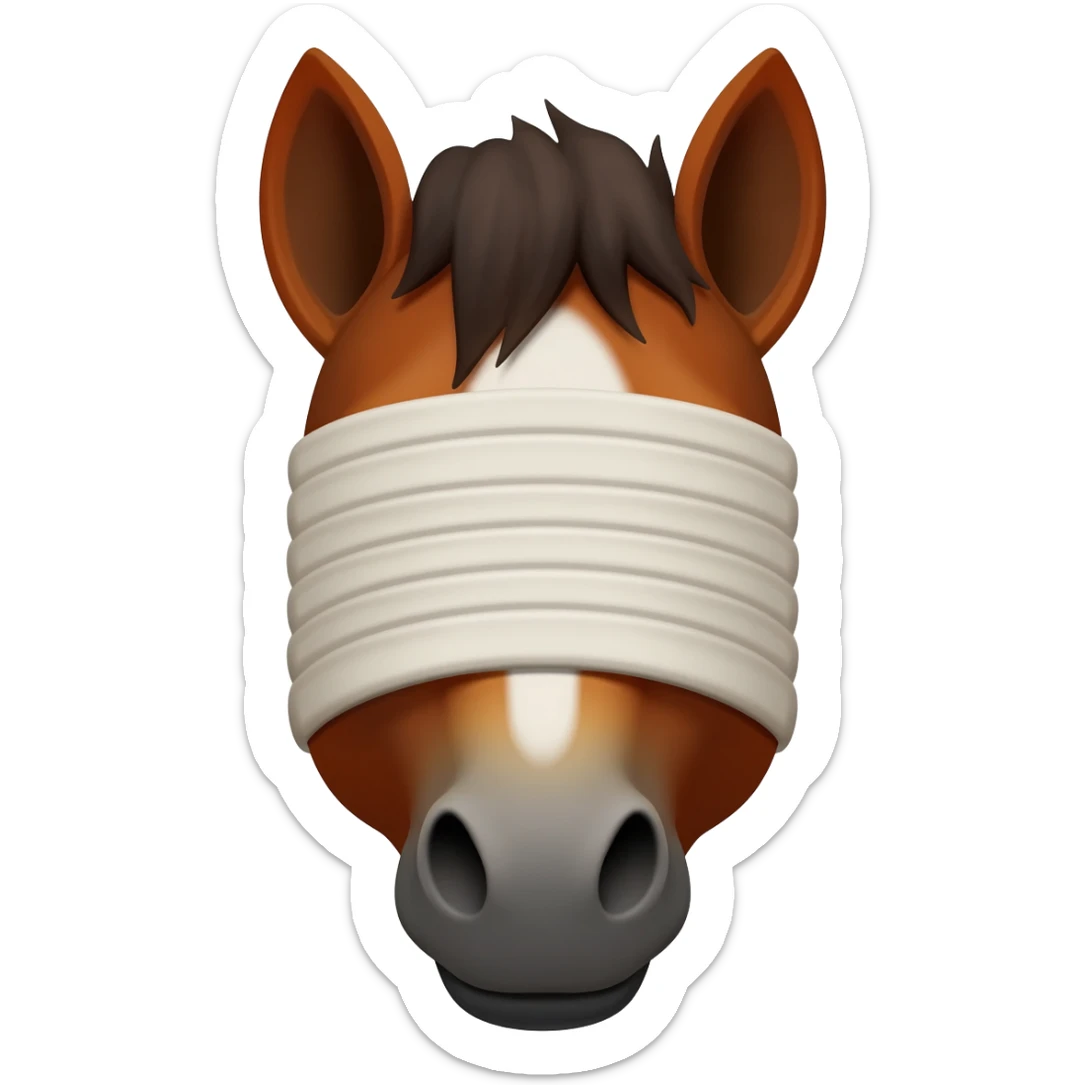 Keep this image.  Focus on the head only to capture just the horses head with the blinds. sticker