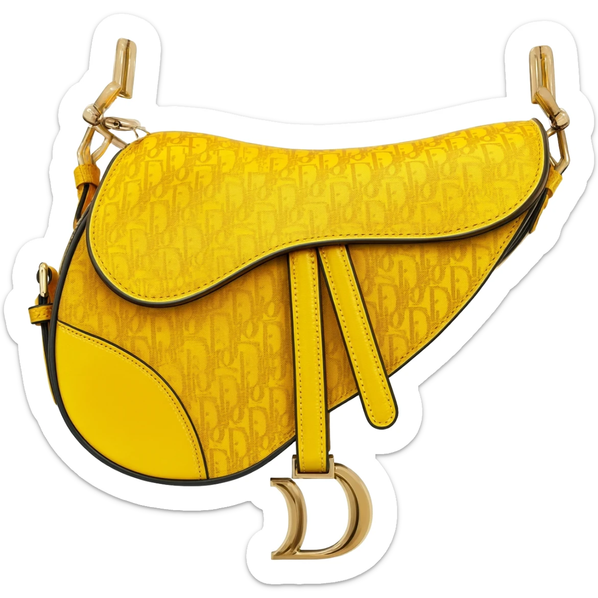 yellow dior printed saddle bag sticker
