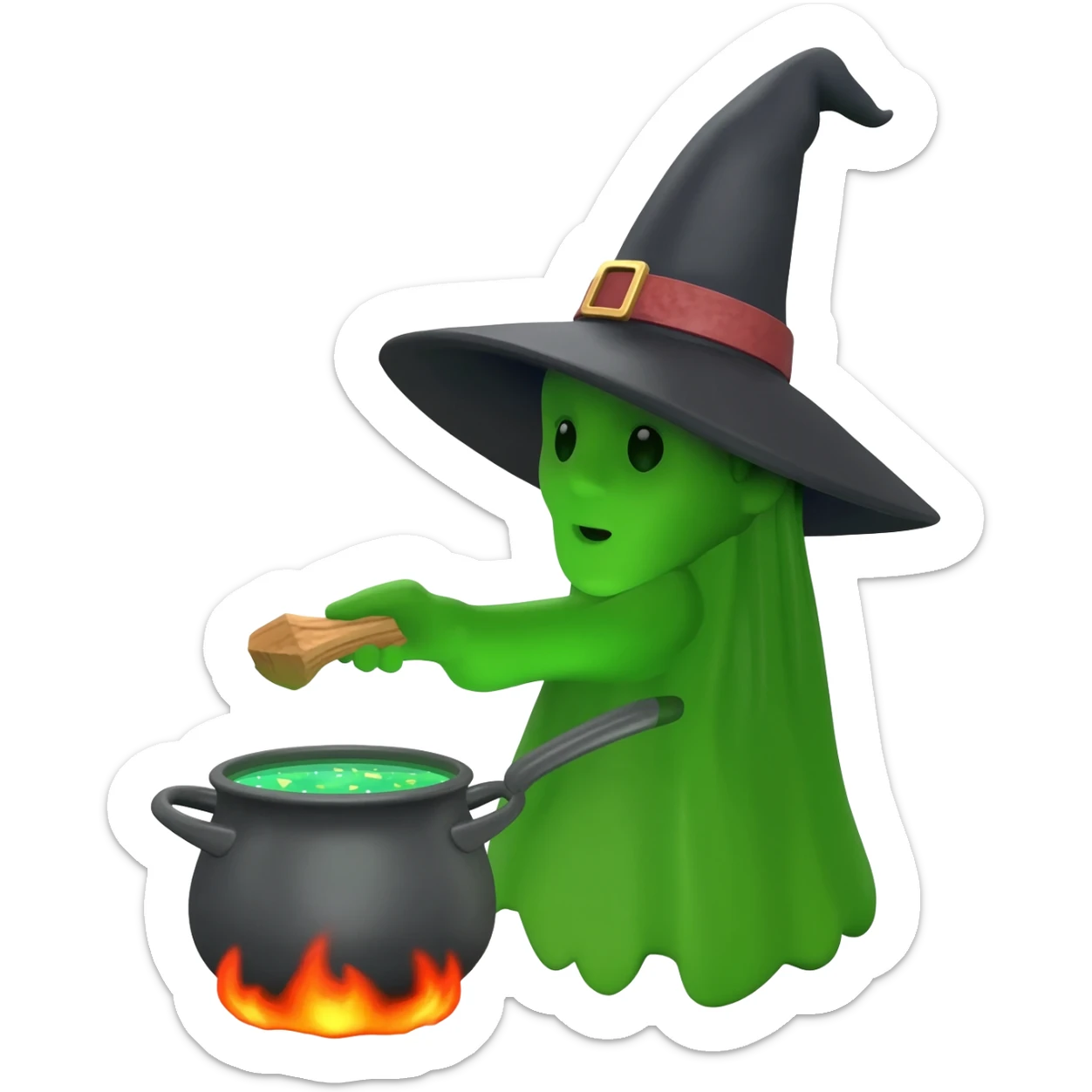 green witch cooking potion sticker
