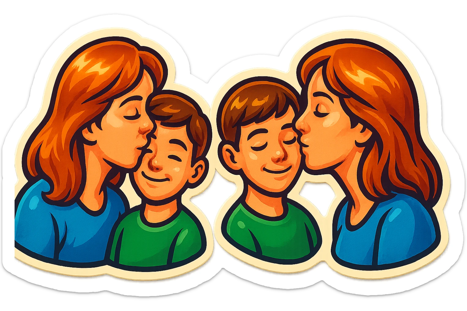 The part about the kiss on the cheek and the part about the kiss on the eye, a mother and son thing sticker