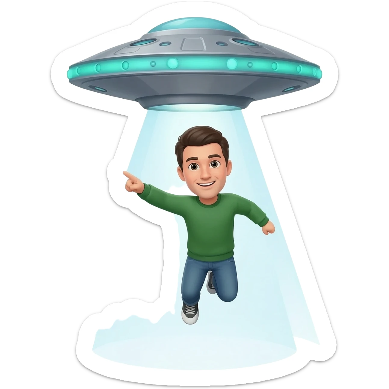 Me flying in a UFO sticker