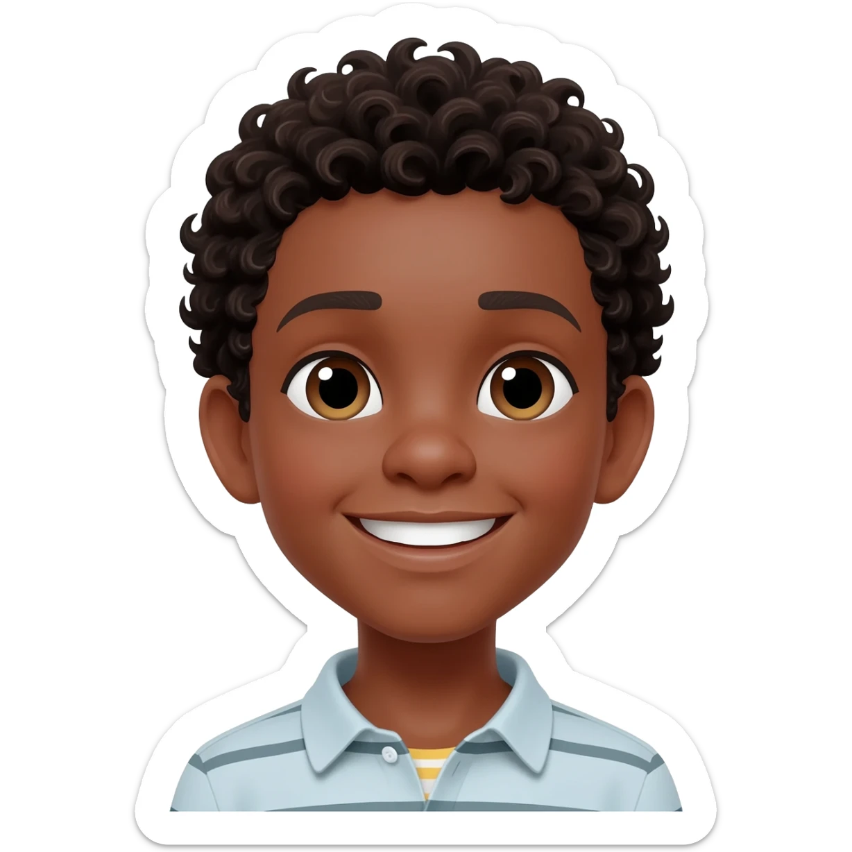 thank you black boy curly hair sticker