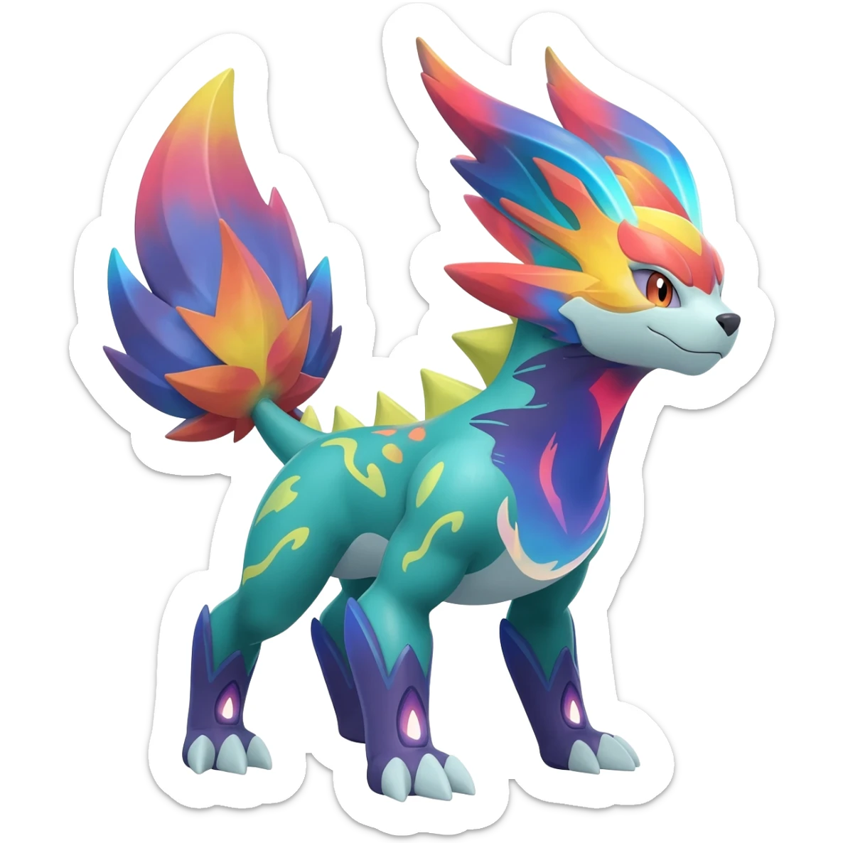 Elemental divine epic fantasy colorful exotic animesque Pokémon-Fakémon-animal-creature sticker