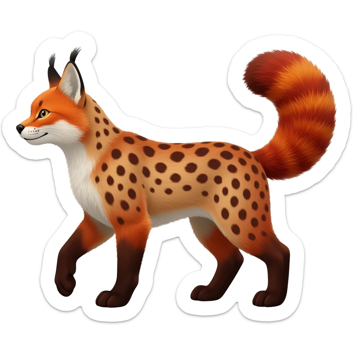 Caracal-Fox-Red-Panda-fusion-hybrid-animal-creature, full body sticker