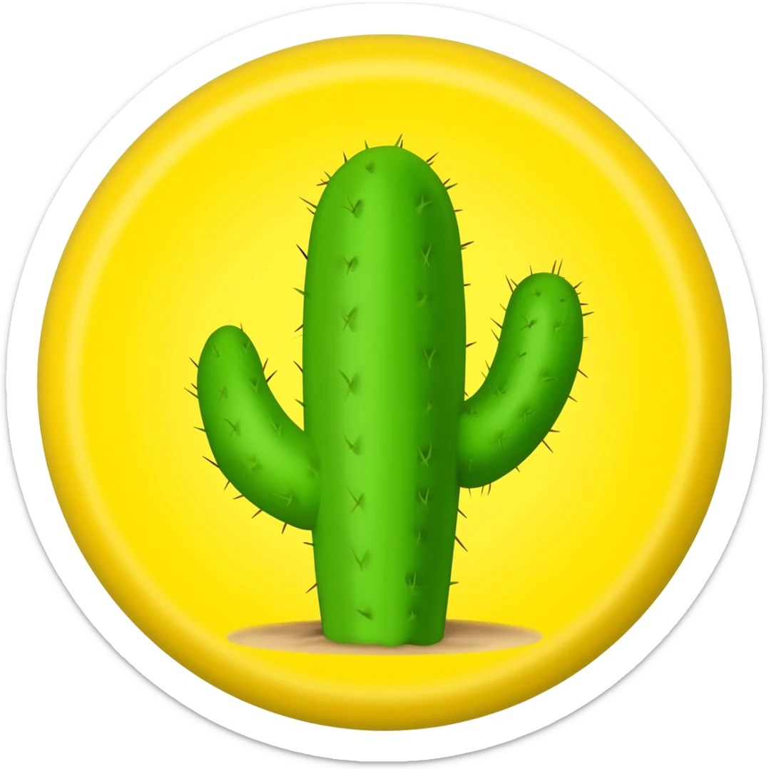 A yellow badge with a catcus and number 1 on it sticker