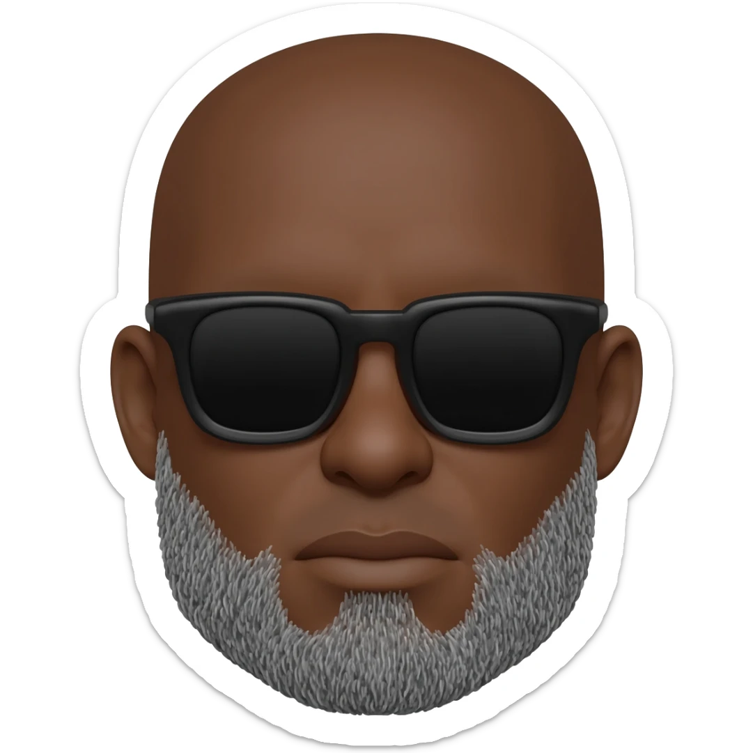 black man bald with grey  short goatee and sunglasses sticker
