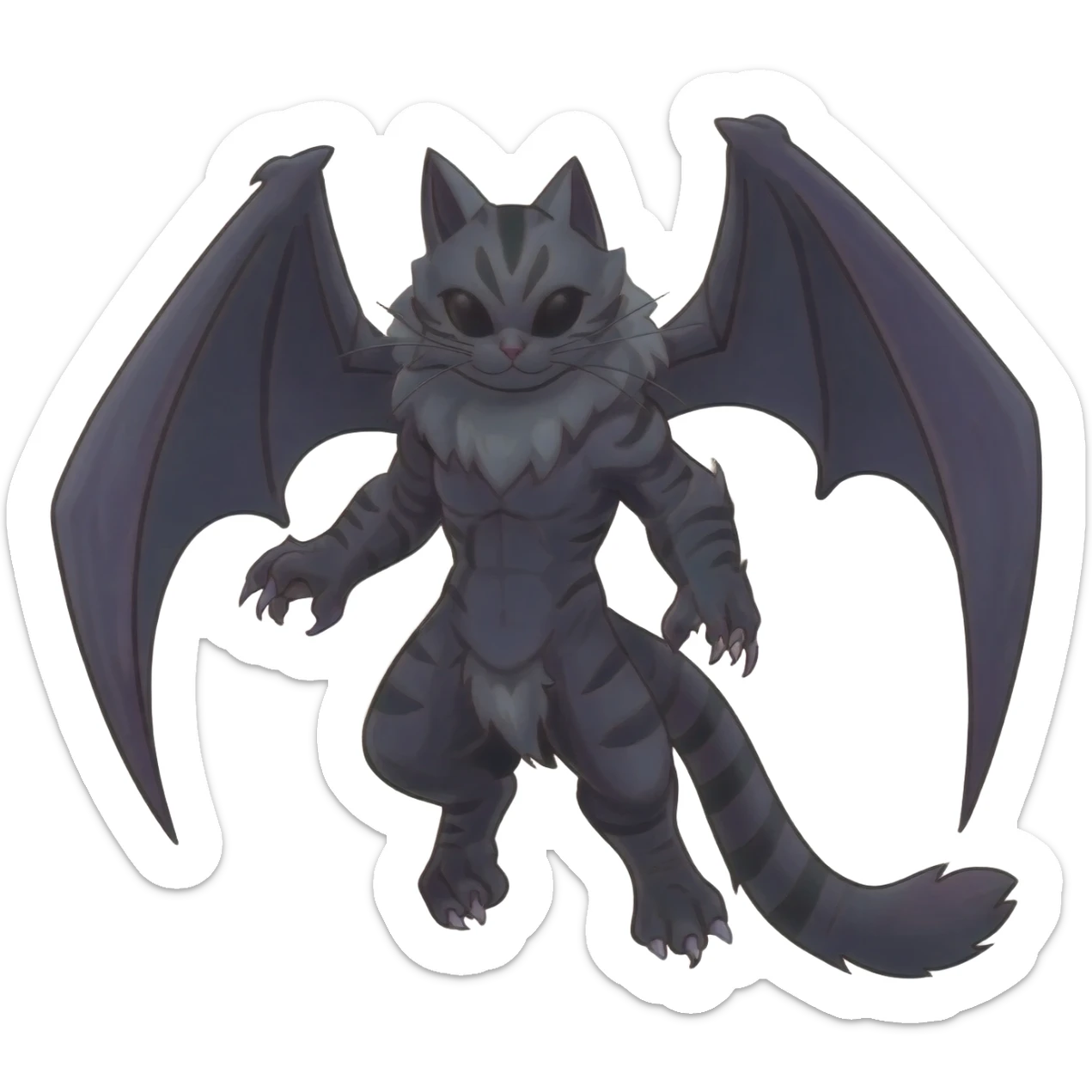 dark edgy dull pointy edgy Noivern-Noibat-Purloin-Torracat-Lykoi-Caracal-bat-cat-Fakemon-fusion-hybrid-creature sticker