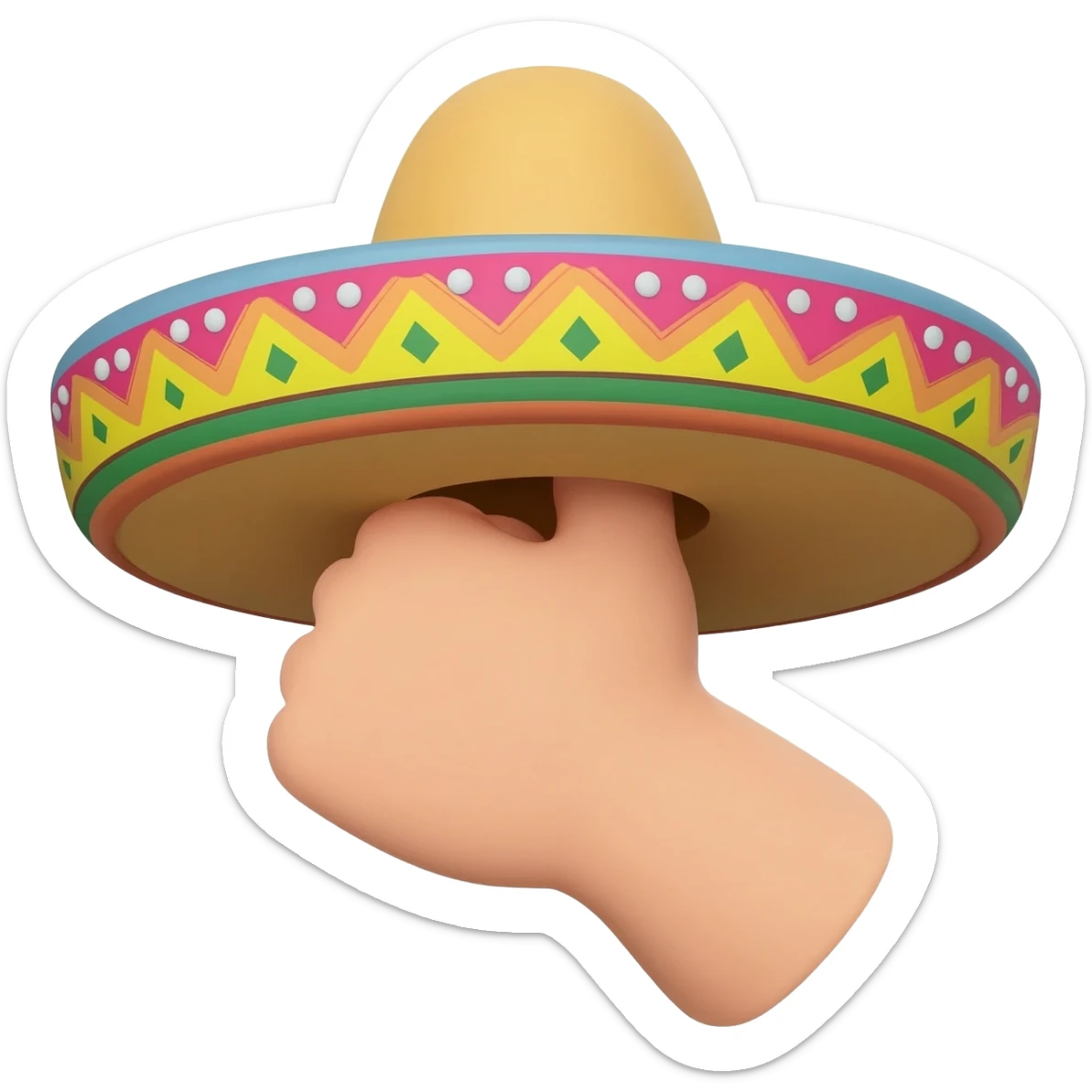 thumbs up but it's wearing a sombrero sticker