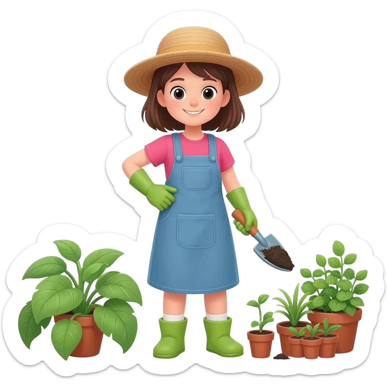 Girl gardening sticker