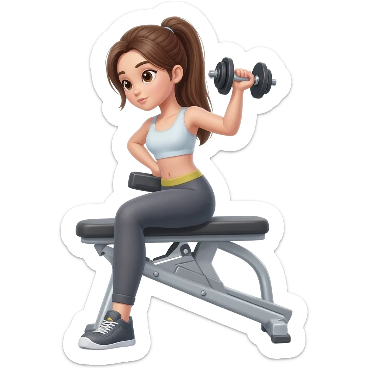 Girl lifting dumbbells sticker
