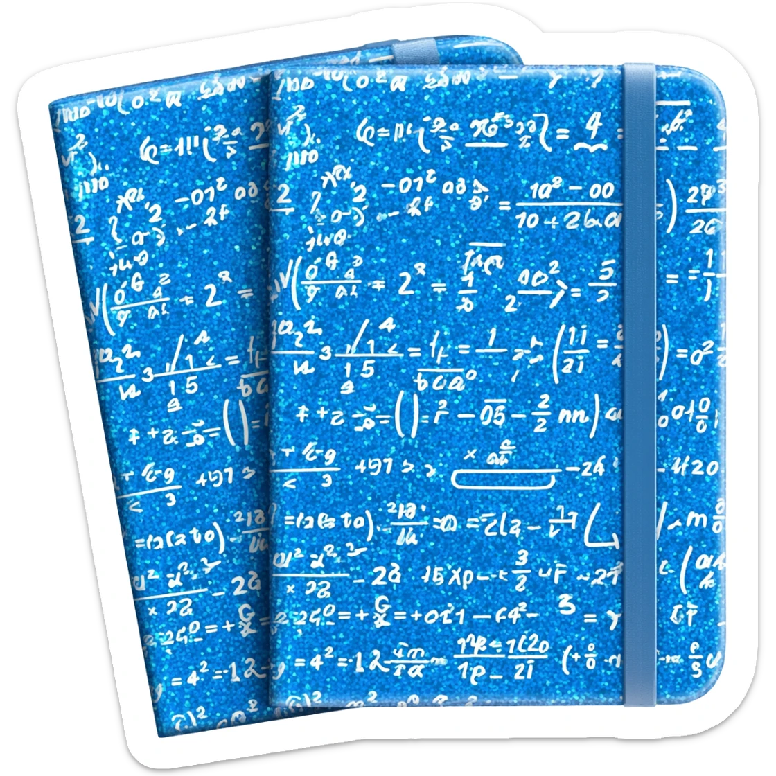 notebooks blue  glittery sparkle mathematical equation sticker