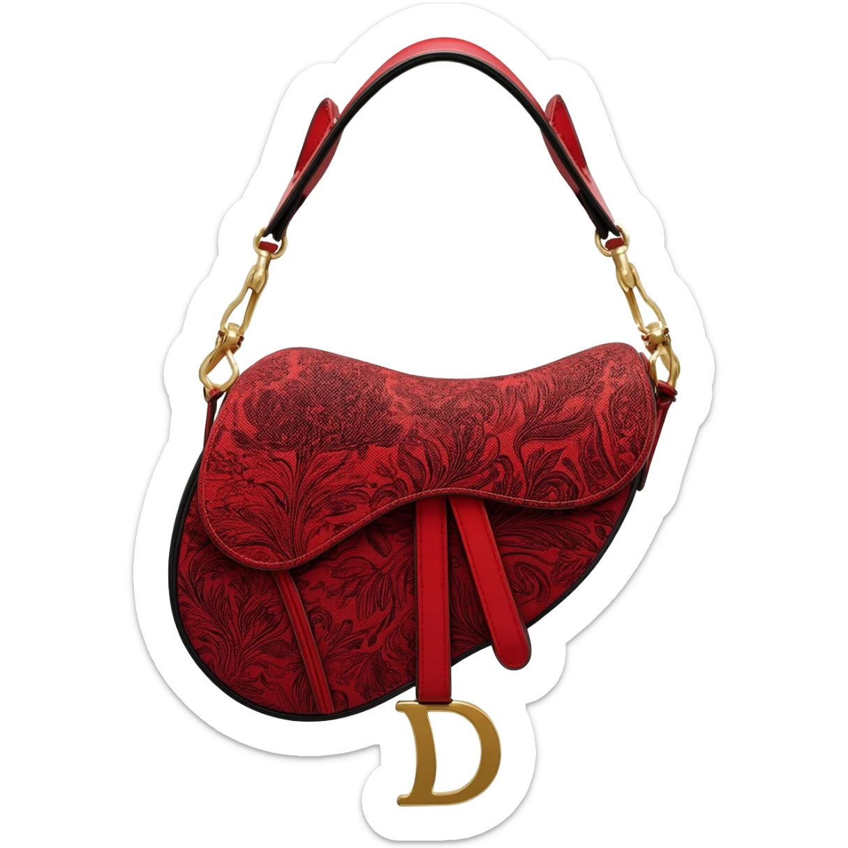 red dior printed saddle bag sticker
