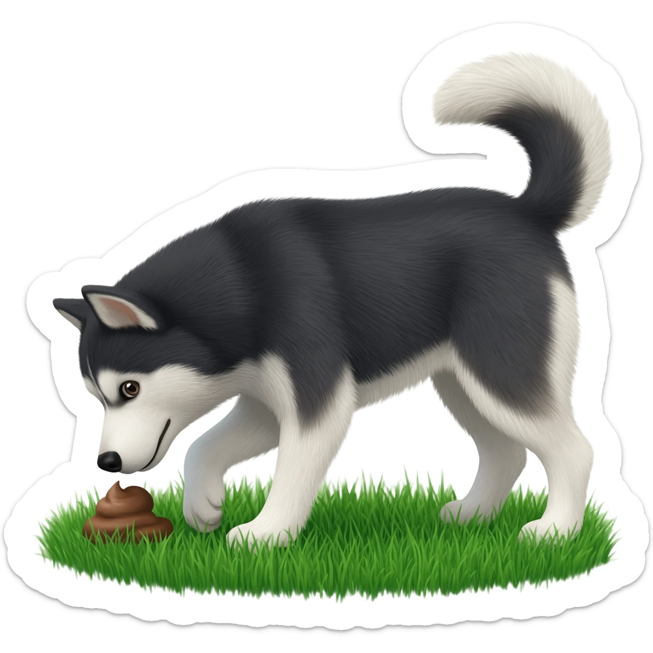 pes husky kaká hovínko sticker