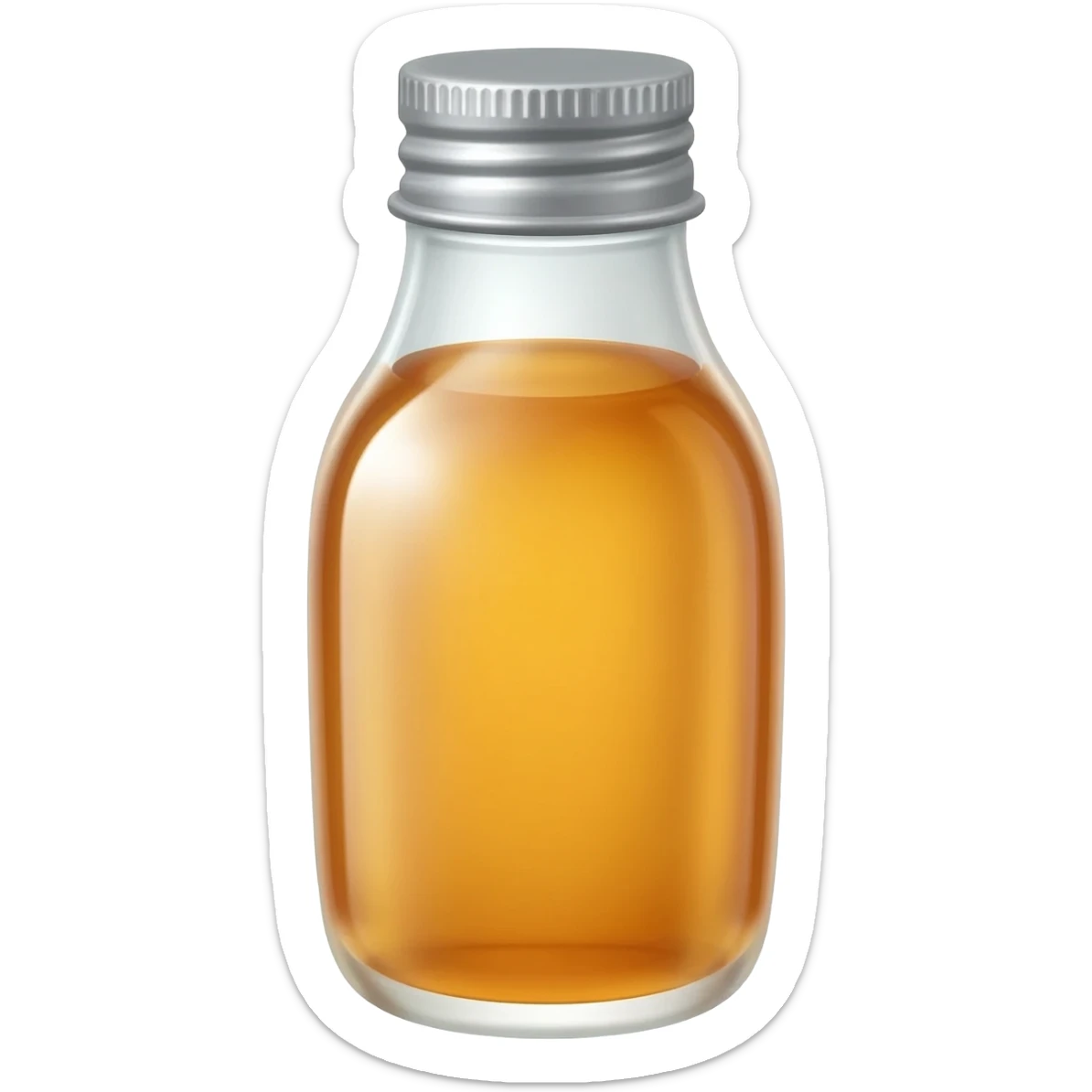 clear water syrup in glass bottle with a lid sticker